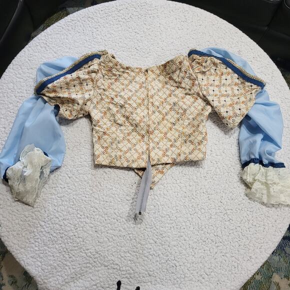 Halloween Costume Medieval Renaissance Corset Bodice Shirt Cropped Short Top XS - Picture 2 of 7